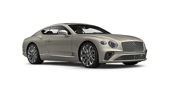 Bentley Lyon Bentley GT Mulliner coupe in White Sand paint front 34