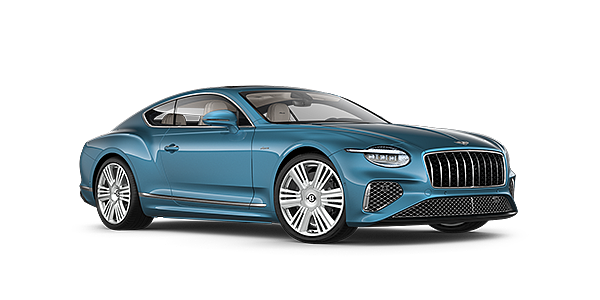 Bentley Lyon New Bentley Continental GT Azure coupe front three quarter in Light Windsor Blue paint